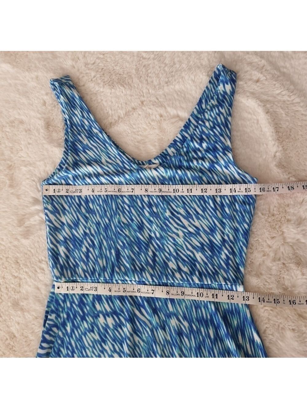 Athleta Reef Tank Dress Womens M Blue Aqua Print Soft Stretch Sleeveless - Picture 7 of 10